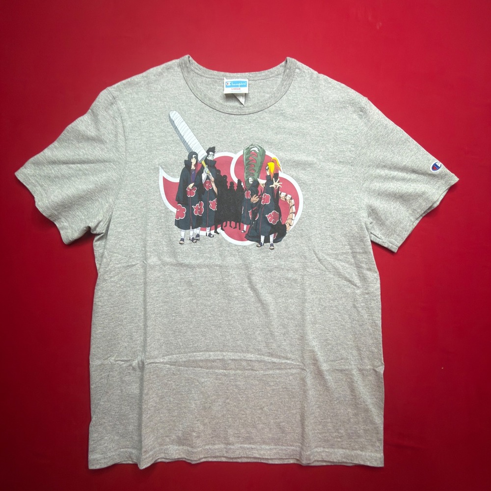 Champion Naruto Akatsuki Graphic T-Shirt Mens Large‎ Gray Vintage Anime Tee